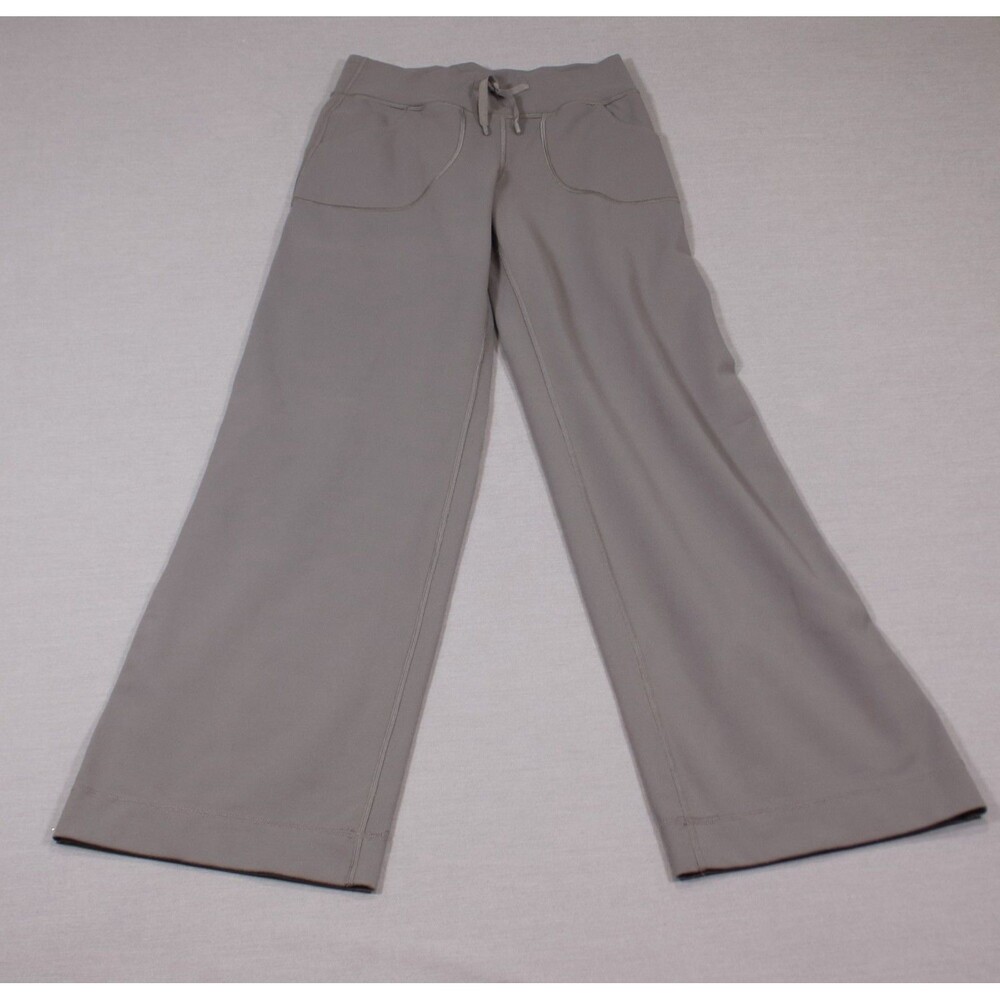 Lululemon Still Pant Women's Size 2 Gray Wide Leg Yoga Drawstring Patch Pockets
